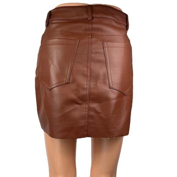 Forever 21 Women's Brown Faux Vegan Leather Mini Straight Pencil Skirt Size S - Picture 3 of 5